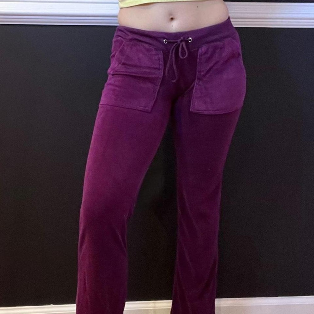 ⭐y2k royal‎ purple crushed velvet velour wide leg bootcut sweatpants small